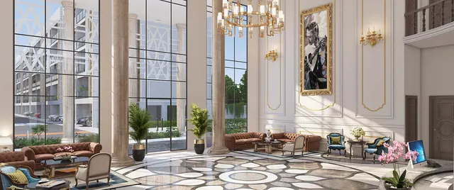 Whiteland Blissville — clubhouse lobby (interior render)
