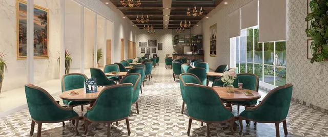 Whiteland Blissville — cafe (interior render)