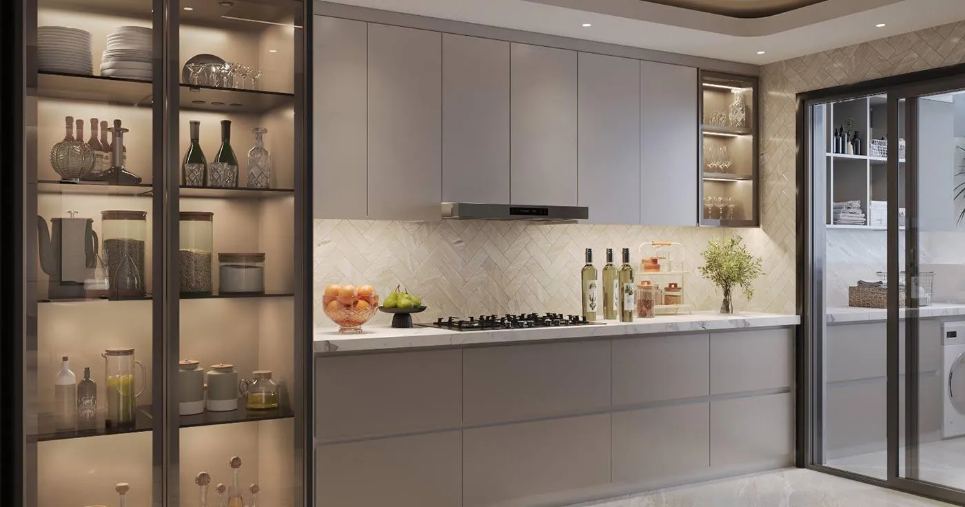 Modern kitchen with tall storage